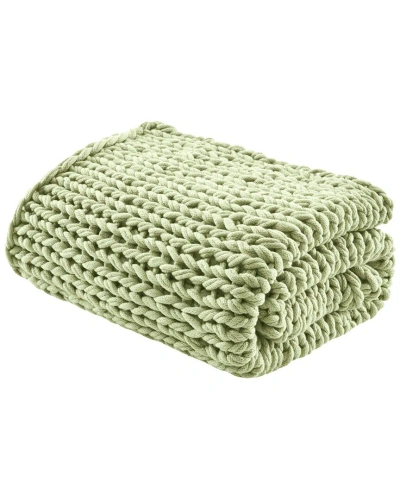 Madison Park Chunky Double Knit Handmade Throw In Green