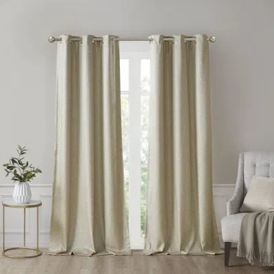 Madison Park Como Faux Silk Room Darkening Curtain Panel Pair In Taupe