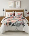 Madison Park Dahlia 3-pc. Duvet Cover Set, King/california King In Peach,off-white