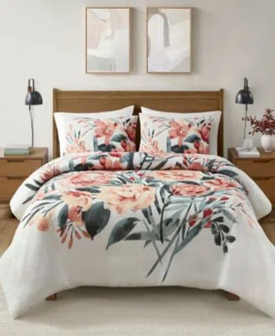 Madison Park Dahlia Duvet Cover Sets In Peach,off-white
