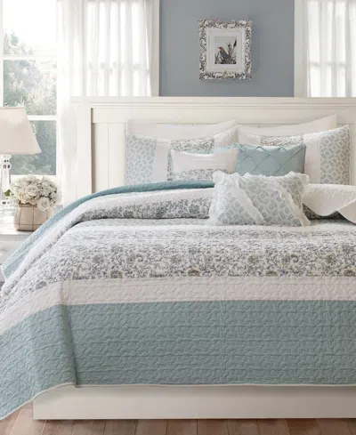 Madison Park Dawn 6-pc. Quilt Set, Full/queen In Aqua