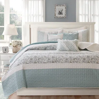 Madison Park Dawn Aqua Paisley Print King/cal King 6-piece Coverlet Set