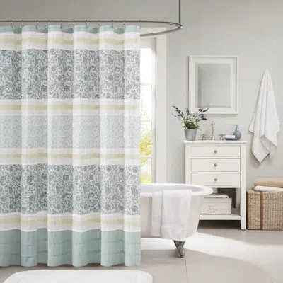 Madison Park Dawn Cotton Single Shower Curtain In Aqua