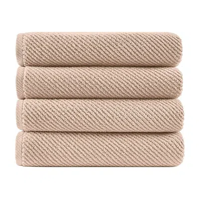 Madison Park Diagonal Ribbed 500gsm Cotton Zero Twist 4-pc. Bath Towel Set In Beige