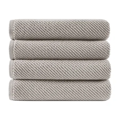 Madison Park Diagonal Ribbed 500gsm Cotton Zero Twist 4-pc. Bath Towel Set In Gray