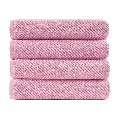 Madison Park Diagonal Ribbed 500gsm Cotton Zero Twist 4-pc. Bath Towel Set In Pink