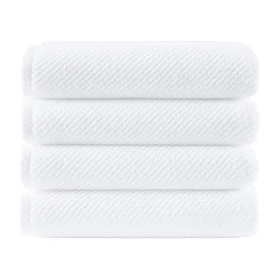 Madison Park Diagonal Ribbed 500gsm Cotton Zero Twist 4-pc. Bath Towel Set In White