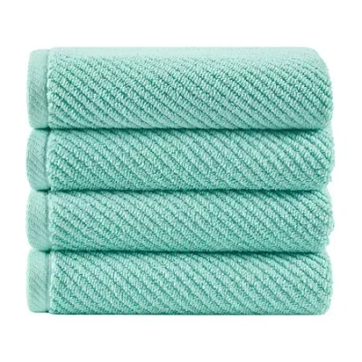 Madison Park Diagonal Ribbed 500gsm Cotton Zero Twist 4-pc. Quick Dry Hand Towel Set In Blue