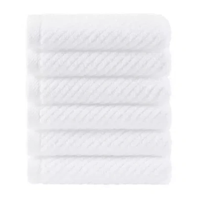 Madison Park Diagonal Ribbed 500gsm Cotton Zero Twist 6-pc. Quick Dry Bath Towel Set In White