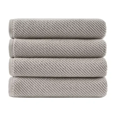 Madison Park Diagonal Ribbed 500gsm Cotton Zero Twist Quick Dry Bath Towel Set In Gray