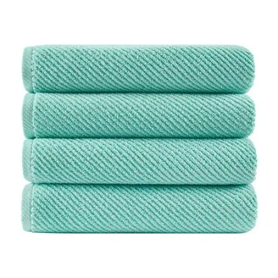 Madison Park Diagonal Ribbed 500gsm Cotton Zero Twist Quick Dry Bath Towel Set In Green