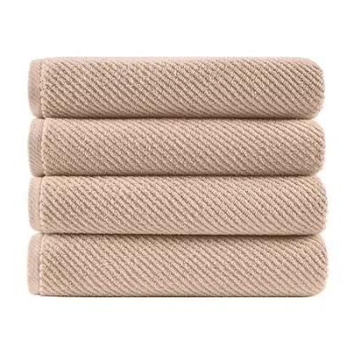 Madison Park Diagonal Ribbed 500gsm Cotton Zero Twist Quick Dry Bath Towel Set In Neutral