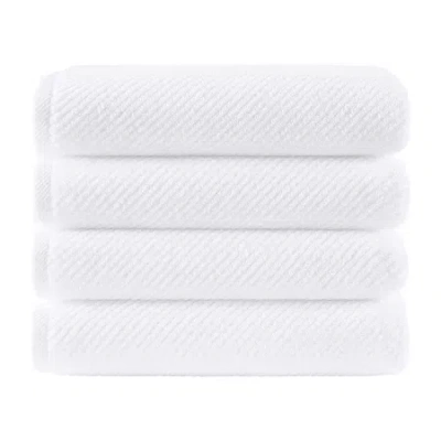 Madison Park Diagonal Ribbed 500gsm Cotton Zero Twist Quick Dry Bath Towel Set In White