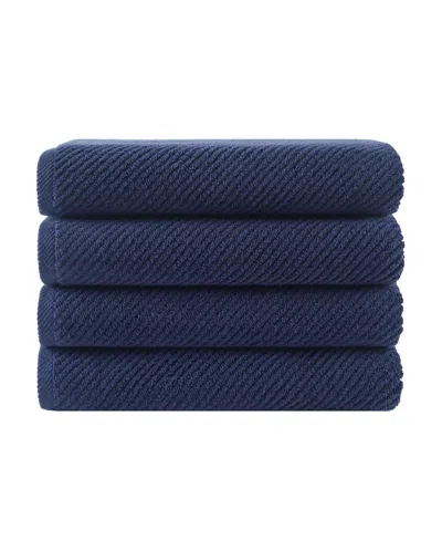 Madison Park Diagonal Ribbed Cotton 4-pc. Bath Towel Set In Blue
