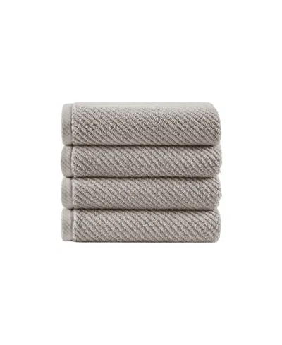 Madison Park Diagonal Ribbed Cotton 4-pc. Hand Towel Set In Gray