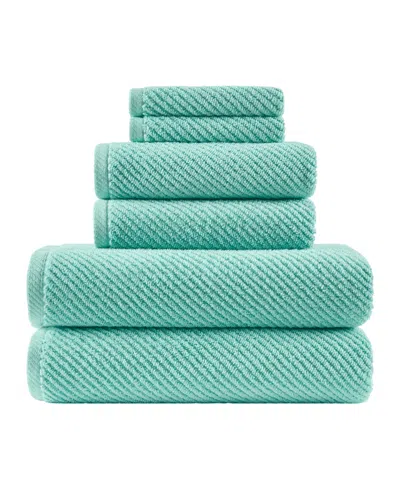 Madison Park Diagonal Ribbed Cotton 6-pc. Towel Set In Blue