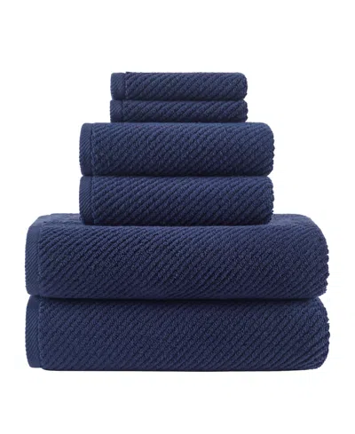 Madison Park Diagonal Ribbed Cotton 6-pc. Towel Set In Blue