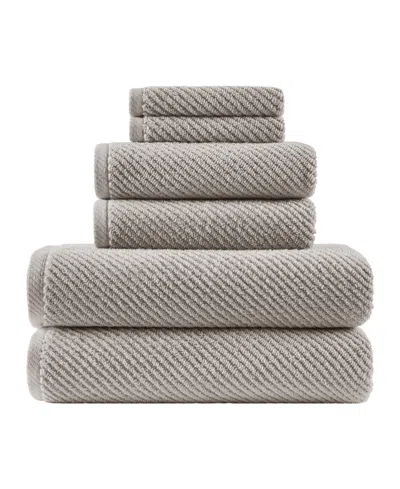 Madison Park Diagonal Ribbed Cotton 6-pc. Towel Set In Gray