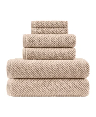 Madison Park Diagonal Ribbed Cotton 6-pc. Towel Set In Neutral