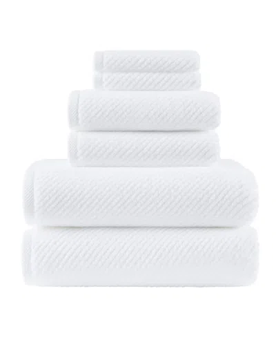 Madison Park Diagonal Ribbed Cotton 6-pc. Towel Set In White