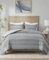 Madison Park Drew 3 Pc. Clipped Jacquard Duvet Cover Set In Gray