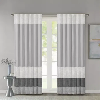 Madison Park Eastridge Polyoni 50"w X 84"l Pintuck-striped Rod Pocket Back Tab Energy Saving Light-filtering Sing In Gray