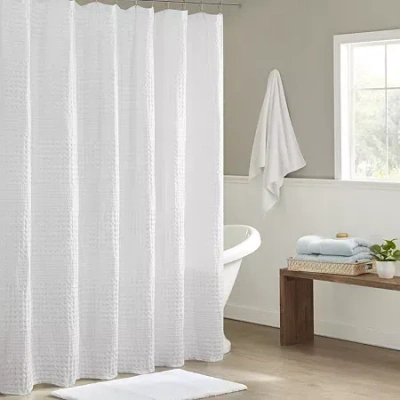 Madison Park Eider Shower Curtain In White