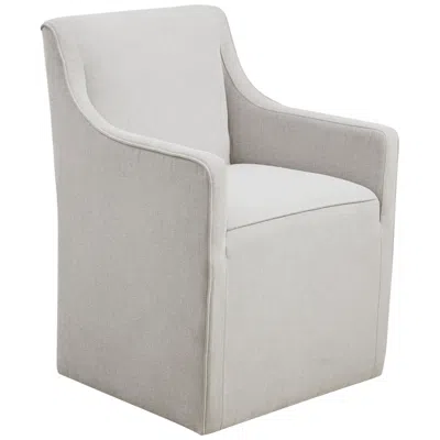 Madison Park Elaine Gray Fabric Slipcover Dining Armchair With Casters In White