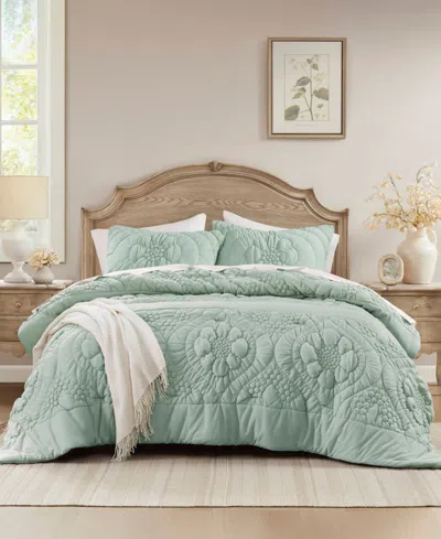 Madison Park Elise Floral 3-pc. Comforter Set, Full/queen In Green