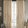 Madison Park Eliza Embroidery Faux Silk Back Tab Light-filtering Single Curtain Panel In Sand