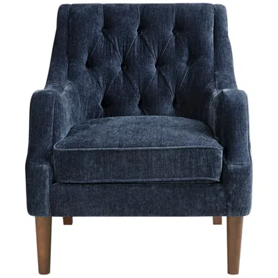 Madison Park Elle Navy Tufted Fabric Accent Chair In Blue