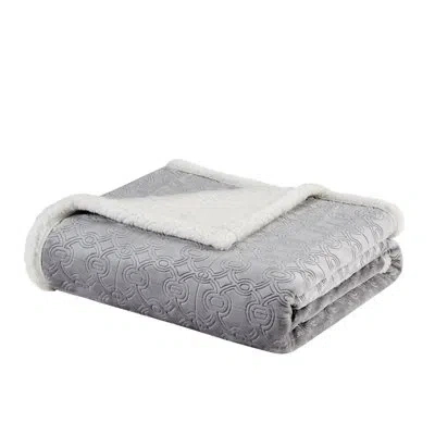 Madison Park Elma Oversized Textured Plush Throw In Gray