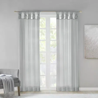 Madison Park Elowen Tab Top Sheer Set Of 2 Curtain Panel In Gray