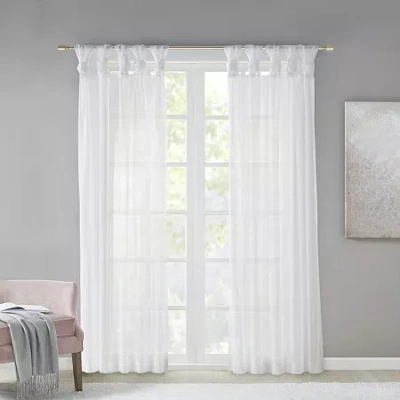 Madison Park Elowen Tab Top Sheer Set Of 2 Curtain Panel In White