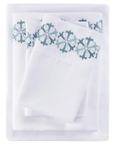 Madison Park Embroidered Sheet Set In White
