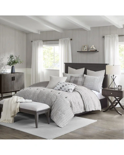 Madison Park Essence Cotton Clipped Jacquard Comforter Set In Gray