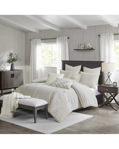 Madison Park Essence Cotton Clipped Jacquard Comforter Set In White