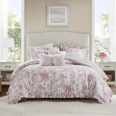Madison Park Essentials Adele Comforter Set With Decorative Pillows In Pink Floral