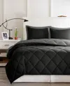 Madison Park Essentials Essentials Larkspur Reversible 3-pc. Comforter Set, Full/queen In Black,grey