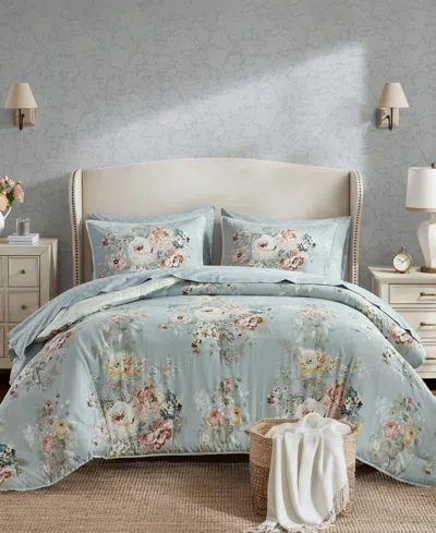 Madison Park Essentials Heather Vintage Floral 7-pc. Comforter Set, Queen In Blue