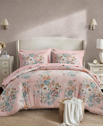 Madison Park Essentials Heather Vintage Floral 7-pc. Comforter Set, Queen In Pink