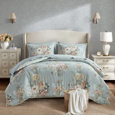 Madison Park Essentials Heather Vintage-inspired Collection Floral Print In Soft Blue