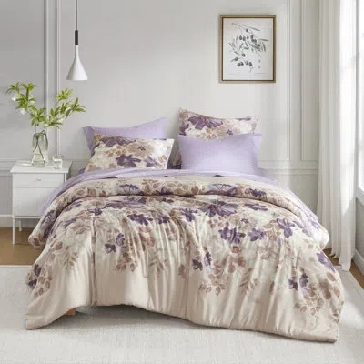 Madison Park Essentials Luna Floral Comforter Set With Bed Sheets In Taupe