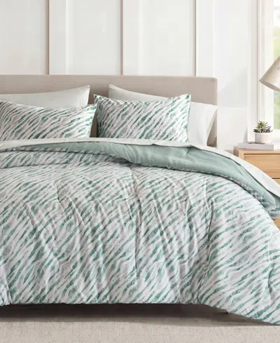 Madison Park Essentials Nixon Contemporary Abstract Stripe 7-piece Comforter Set With Sheet Set, California King In Green