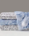 Madison Park Essentials Printed Satin Sheet Set In Blue Marble
