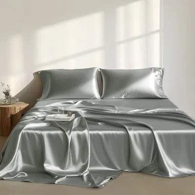 Madison Park Essentials Satin Wrinkle Resistant Luxury Sheet Set In Gray