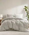 Madison Park Etta Striped 3-pc. Duvet Cover Set, Queen In Gray