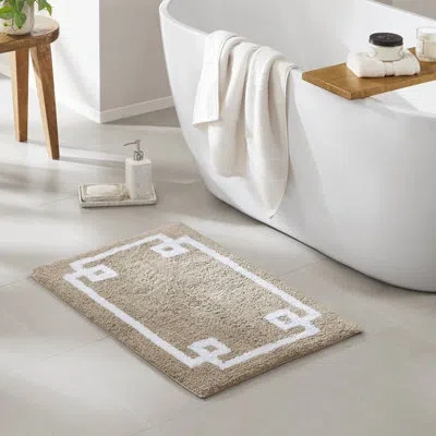 Madison Park Evan 100% Cotton Tufted Bath Rug With Non-slip Backing In Taupe