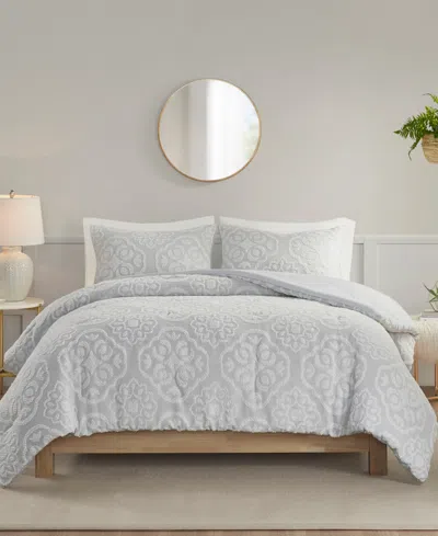 Madison Park Everly Woven Medallion 3-pc. Comforter Set, Full/queen In Grey,white