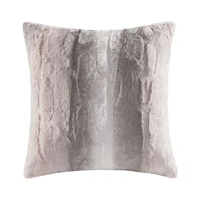 Madison Park Faux Fur Striped Throw Pillow In Blush,gray
